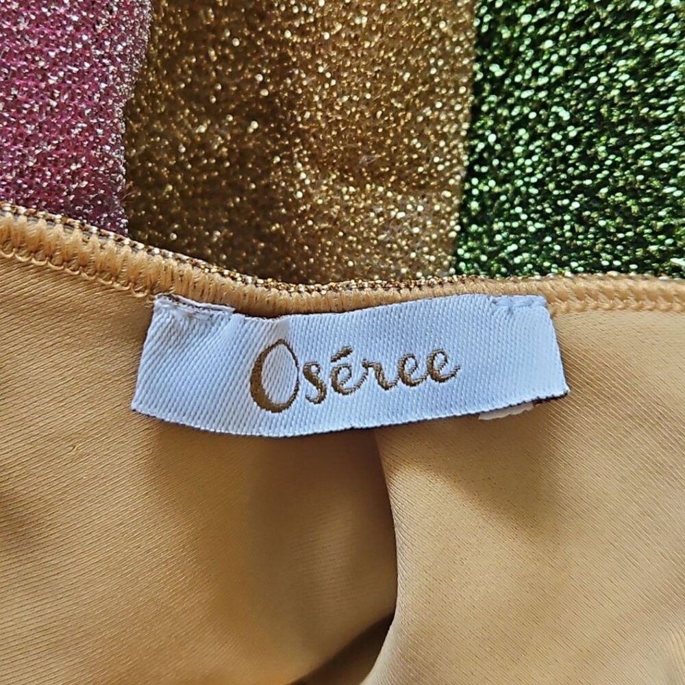 Oseree Gold, Green, and Pink Striped One-Piece Swimsuit - Picture 4 of 4
